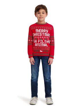NEW Home Alone Kid's Holiday Sweater Red